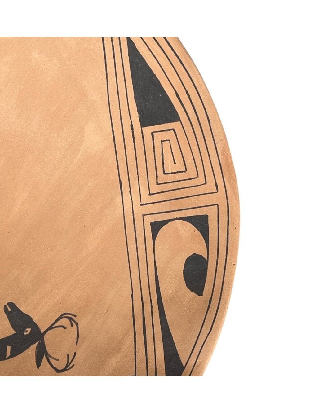 Signed Julio Mora Bowl Handcrafted Mata Ortiz Ceramic Leaping Deer Tan Black - Picture 6 of 16